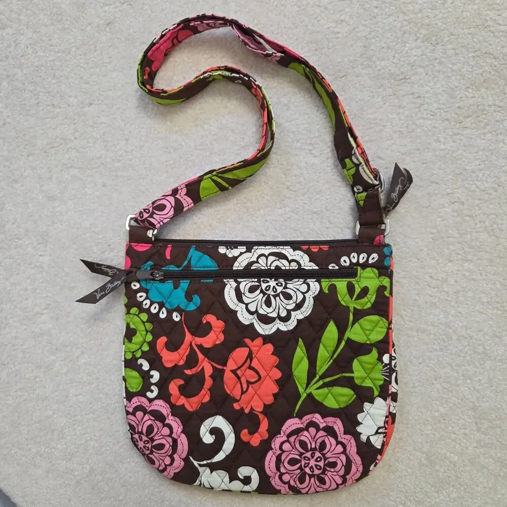 Vera Bradley Retired Lola Saddle Hipster Quilted Crossbody Handbag Adjustable